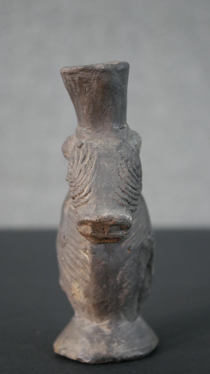A pre-Colombian style clay vase in the form of an armadillo with relief design. H.16 W.11cm - Image 2 of 7