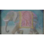 Celia Ward, British (1957), watercolour on paper of an elephant with embellished blanket on its