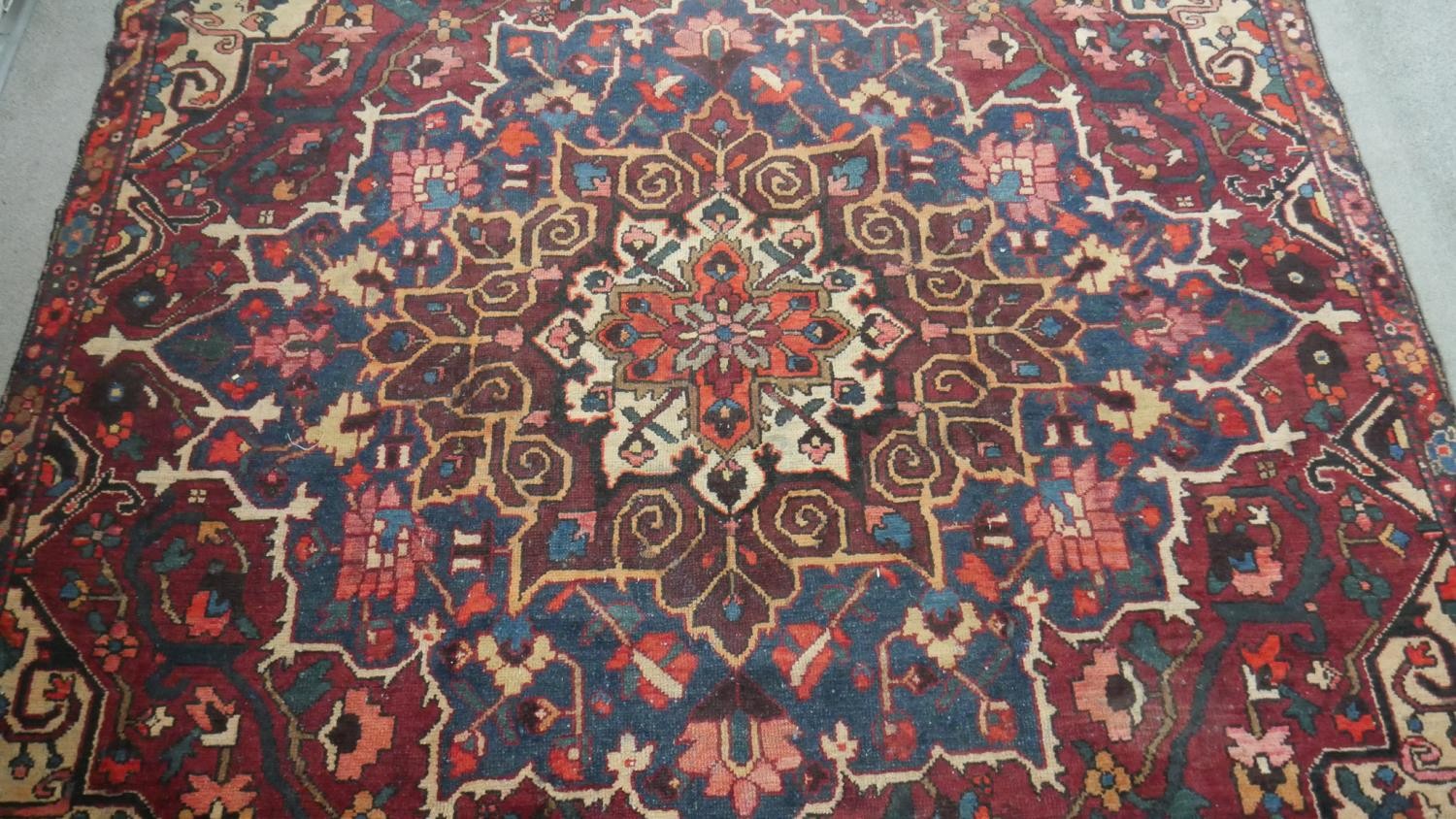 A vintage red ground hand made Persian Hamadan carpet. L.295 W.220cm - Image 2 of 7