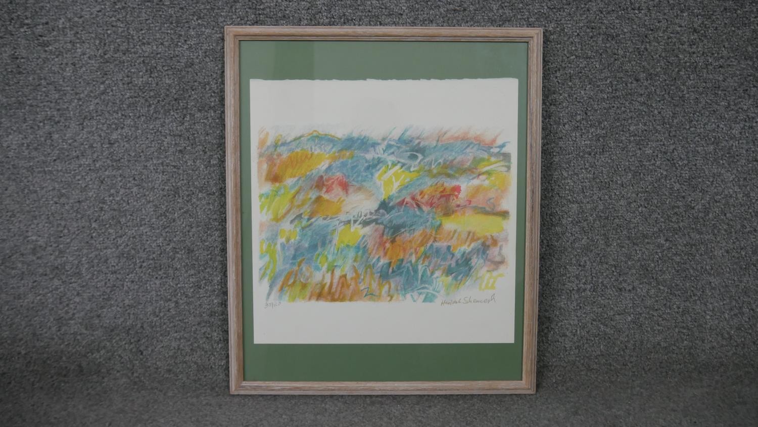 Hedvah Shemesh, coloured lithograph, colourful abstract composition, signed, edition 37/150. H.42 - Image 2 of 5