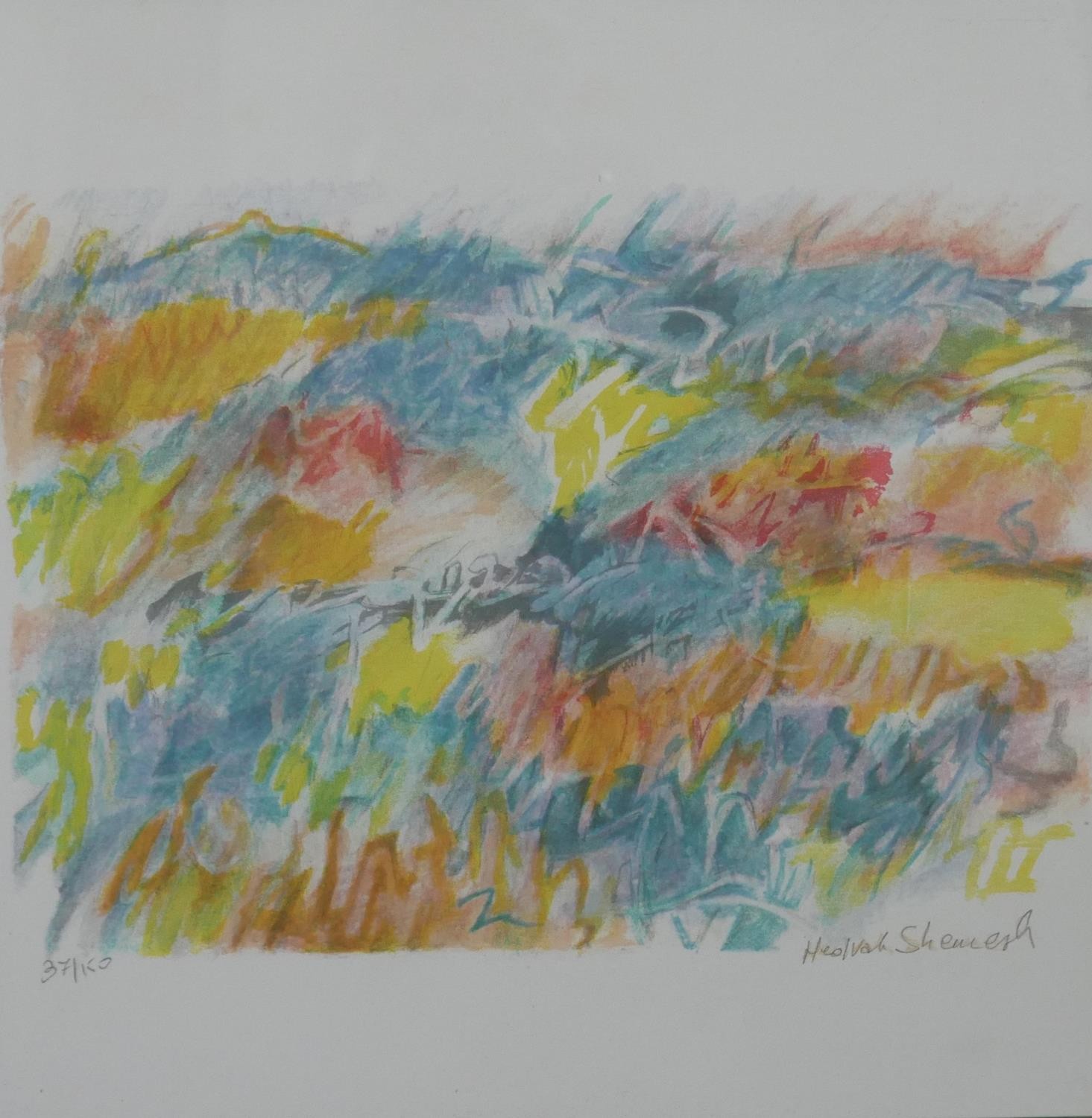 Hedvah Shemesh, coloured lithograph, colourful abstract composition, signed, edition 37/150. H.42