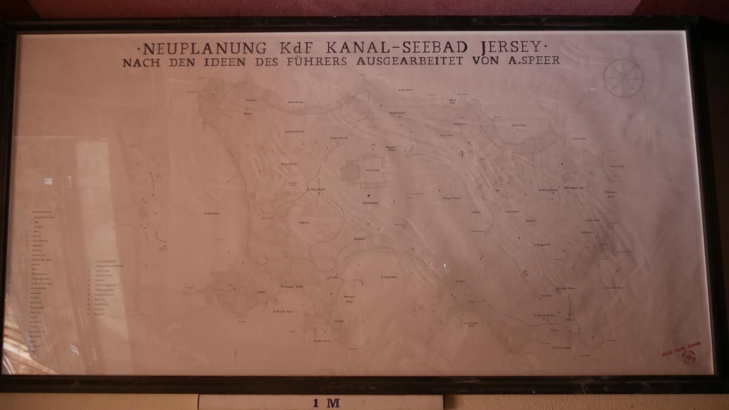 A very large framed and glazed pencil and ink on paper. Titled 'Kdf Kanal-Seebad Jersey', dated - Image 8 of 8