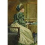 A. Gilbert (late 19th/early 20th century British), lady writing at a table, watercolour, signed