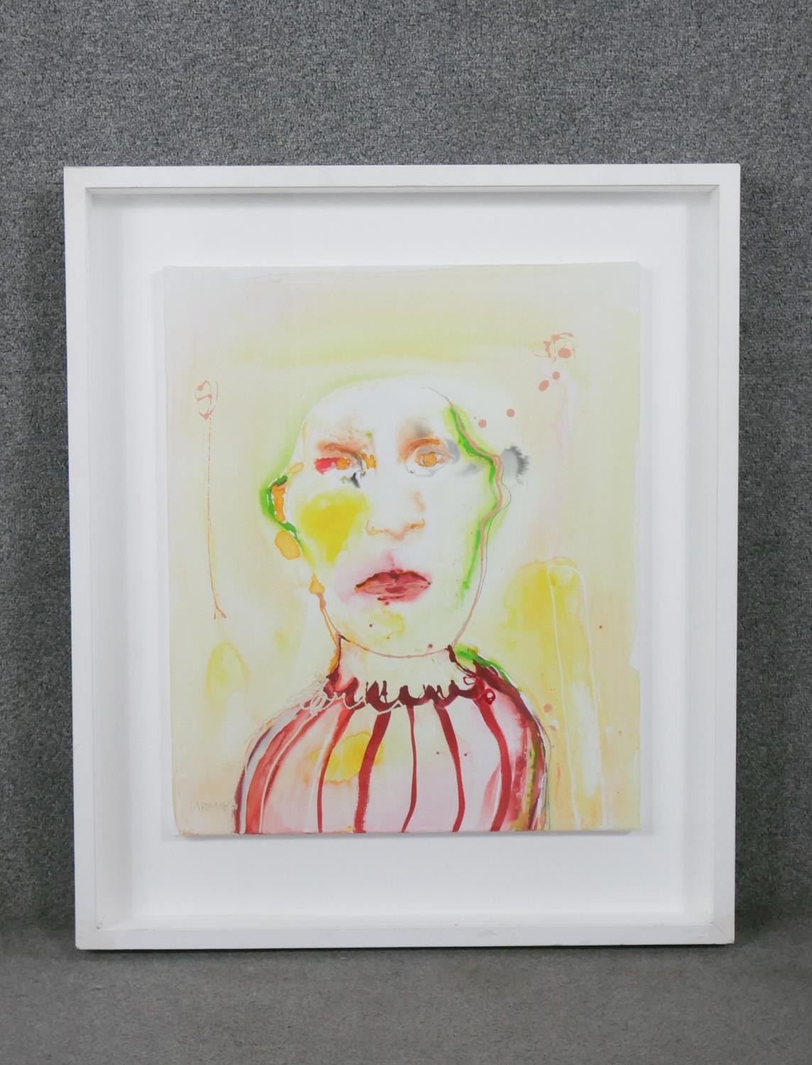 Whitney McVeigh, American (1968) coloured portrait, watercolor, acrylic and mixed media on canvas, - Image 2 of 6
