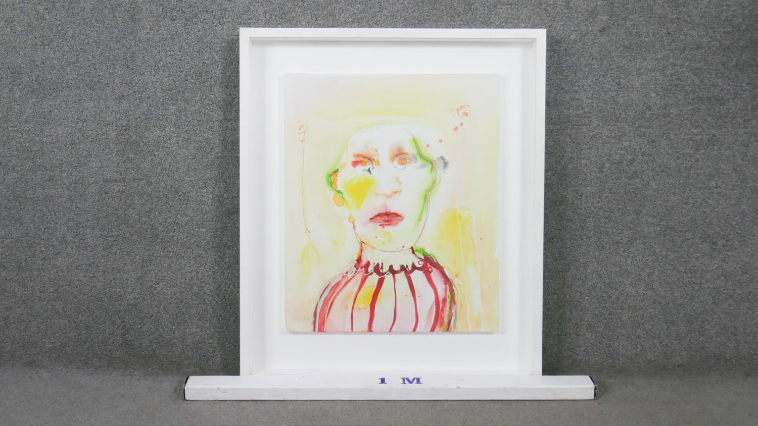 Whitney McVeigh, American (1968) coloured portrait, watercolor, acrylic and mixed media on canvas, - Image 3 of 6