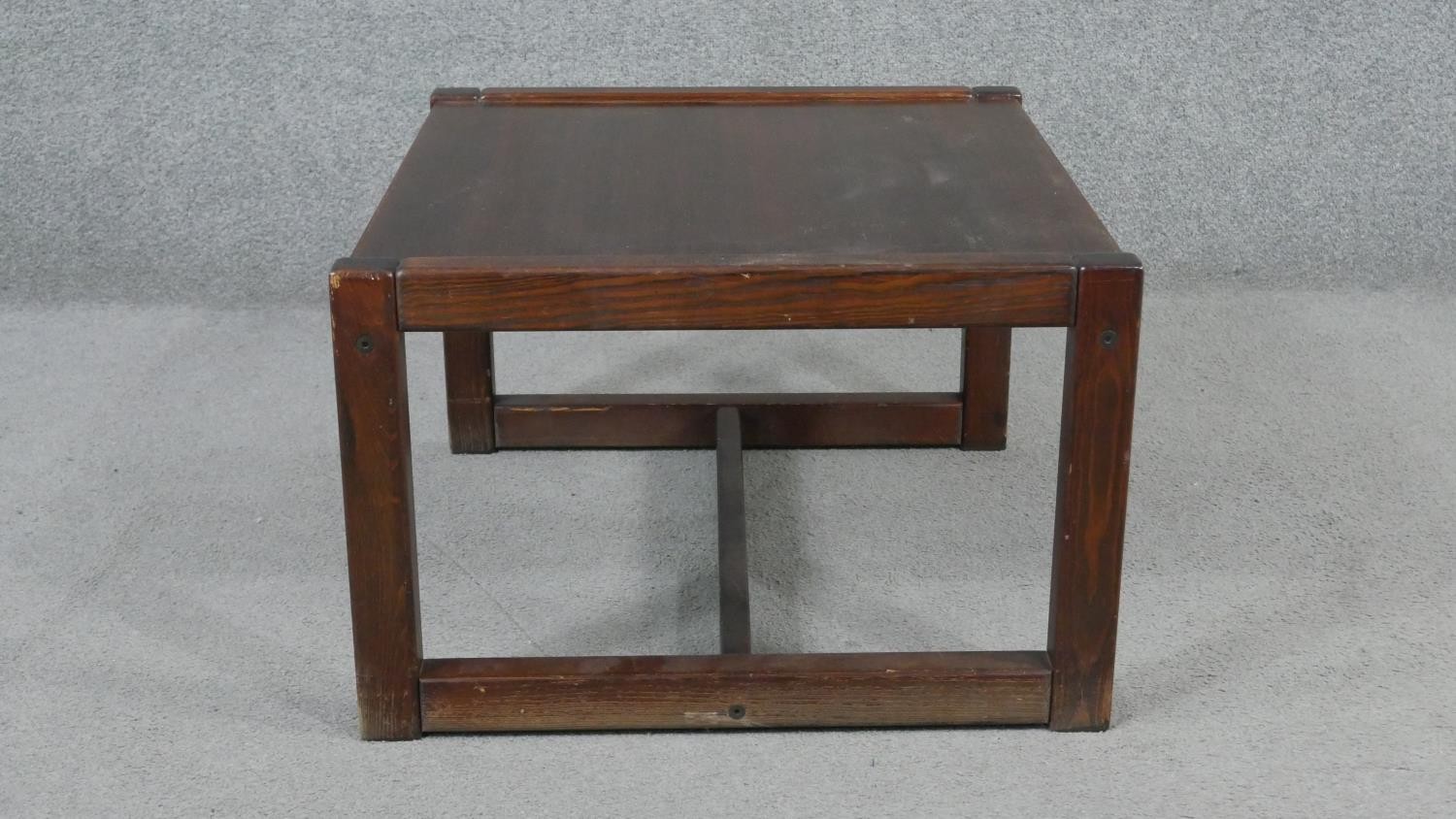A fruitwood coffee table, of square form, the legs joined by H stretchers. H.37 W.57 D.62cm - Image 4 of 4