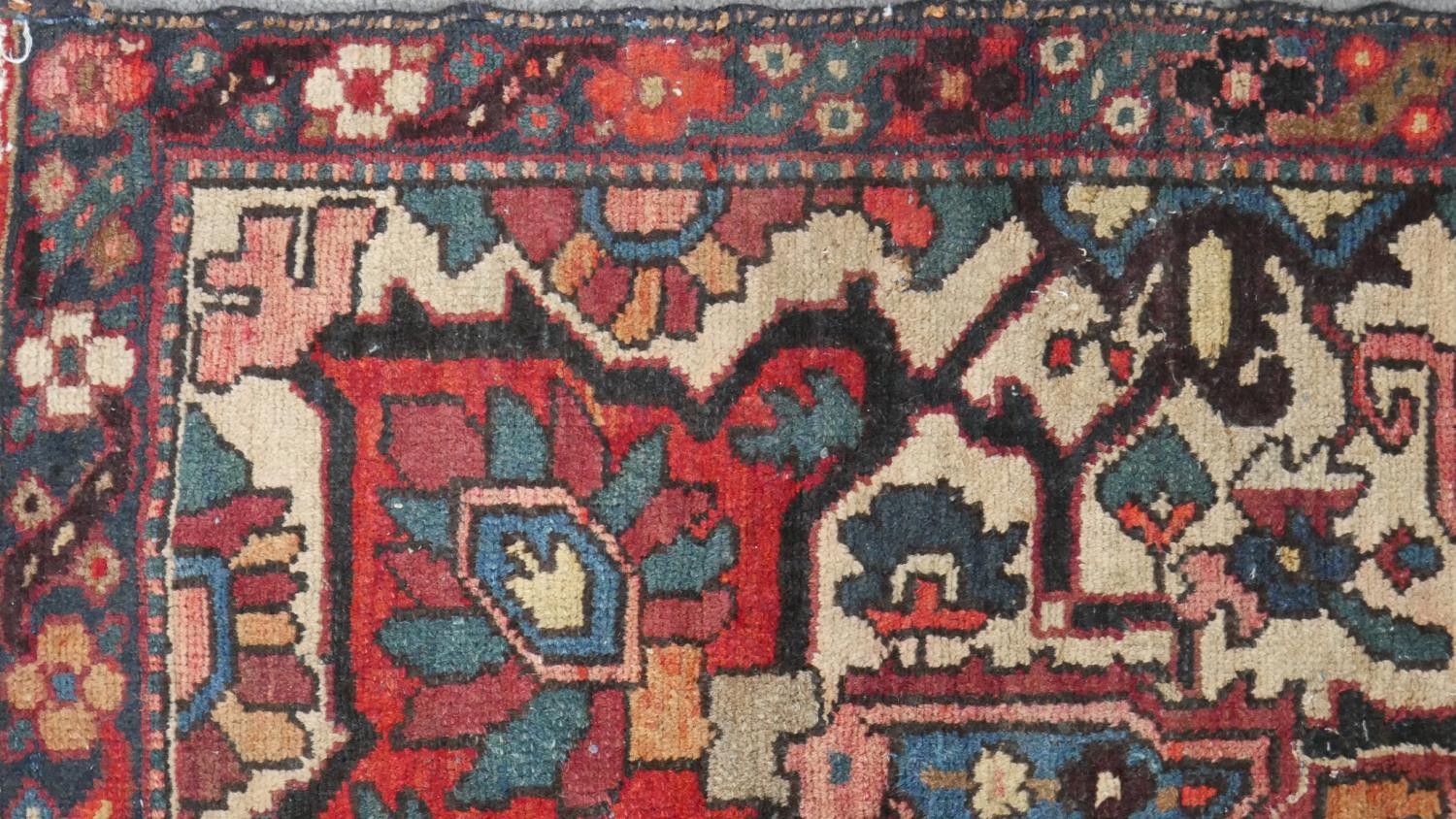 A vintage red ground hand made Persian Hamadan carpet. L.295 W.220cm - Image 4 of 7