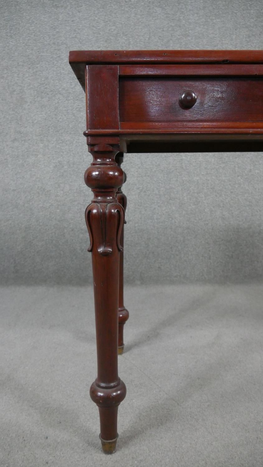 A Victorian mahogany side table, with a gallery back above two short frieze drawers, on carved and - Image 7 of 8