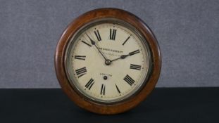 A 19th century mahogany cased dial clock, painted white dial with Roman numerals marked Camerer.