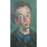 An unframed oil on board portrait of a man, unsigned. H.39 W.29cm