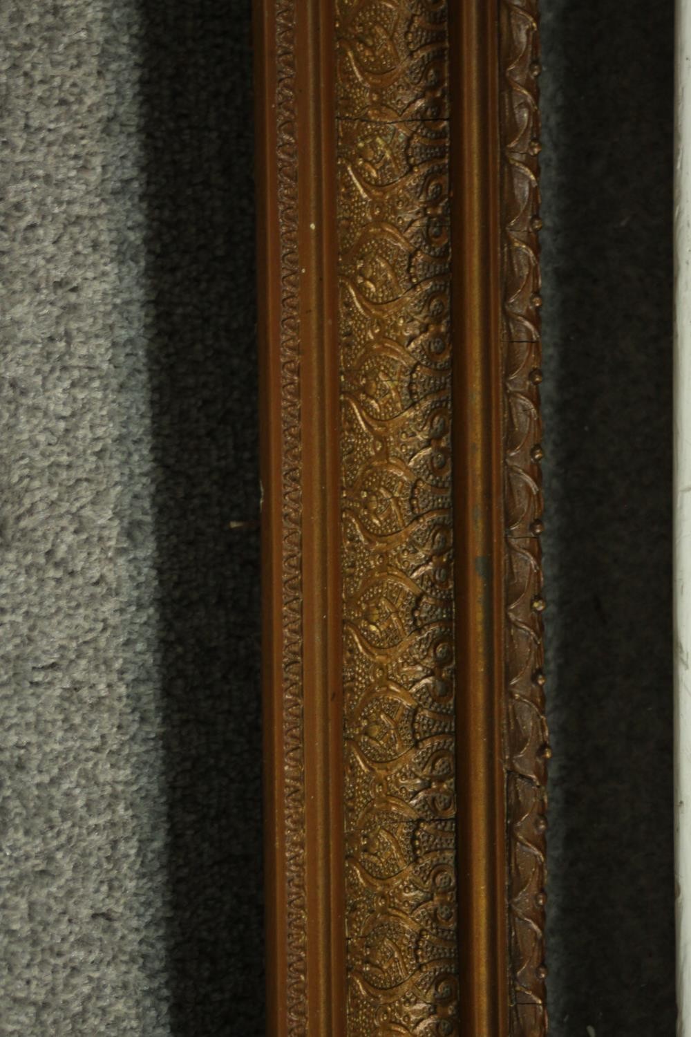 A 19th century gilt wood and gesso frame. H.68 W.80cm. - Image 5 of 6