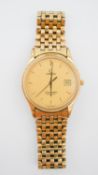 A vintage Omega Seamaster Quartz gold plated date gentleman's wristwatch, c.1987, cal.1430, 33mm.