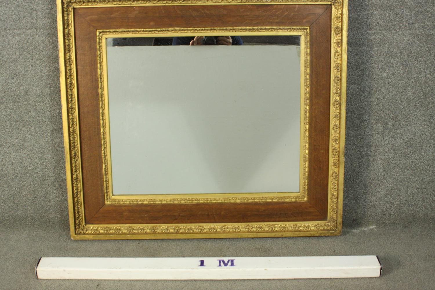 A 19th century oak and parcel gilt framed mirror, with a plain mirror plate, the frame with two - Image 2 of 6