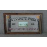 A Scots Greys Whisky pub advertising mirror, of rectangular form, printed 'Scots Greys Whisky, James