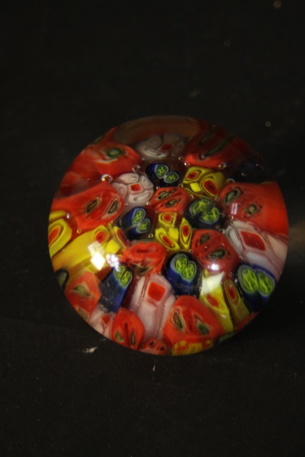 A collection of art glass paperweights, including a yellow Millefiori egg paperweight, a floral - Image 6 of 12