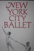 A framed and glazed vintage poster for the New York City ballet. H.58 W.38cm.