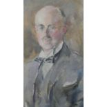A framed oil on canvas of a gentleman, indistinctly signed. H.89 W.75cm