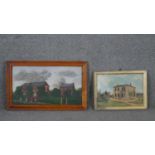 British School, an oil on panel and an oil on board depicting Victorian or Edwardian houses,
