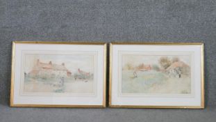 Two framed and glazed 19th century watercolours of 'Yorkshire Village' and 'Battle nr Sussex',
