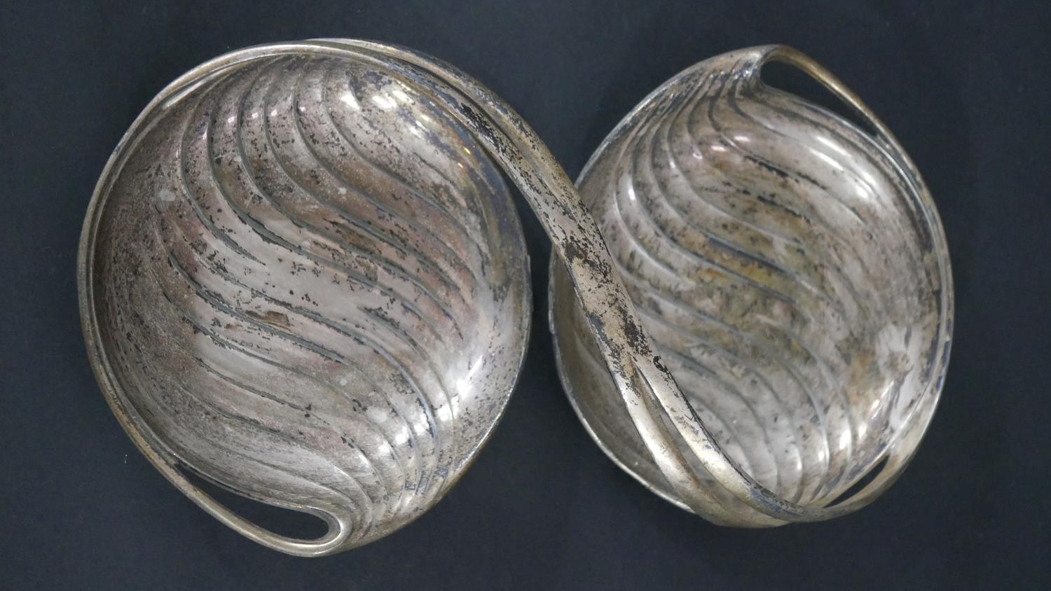 A Victorian silver plated three handled blown glass lidded biscuit barrel along with a Christoffel - Image 6 of 8