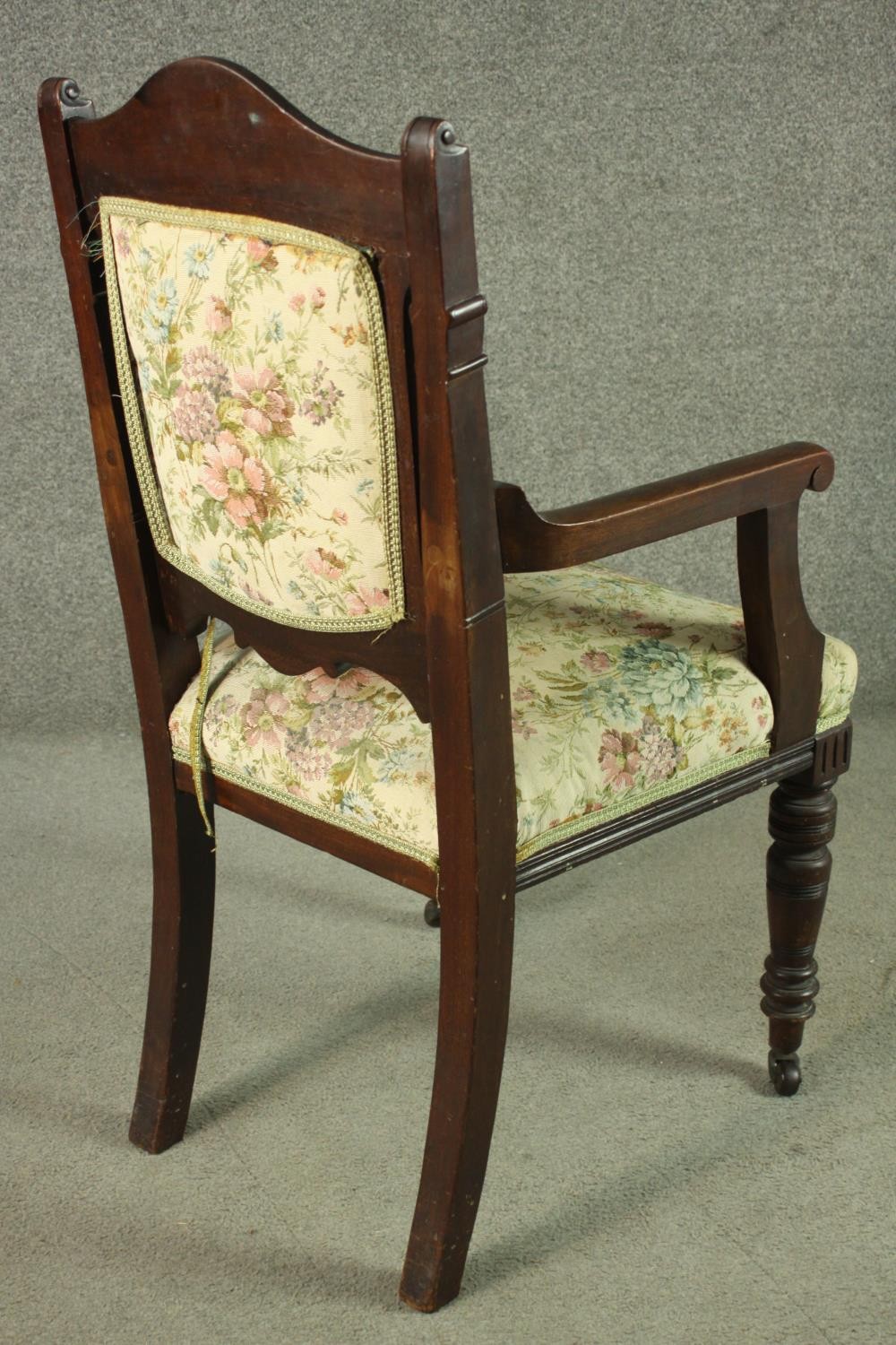 A set of six late 19th century dining chairs including two carvers and four side chairs, with a - Image 11 of 12