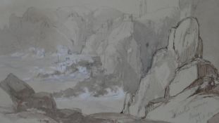 Henry Wentworth Dyke Acland (1815-1900), pencil, pen and bodycolour, deserted mine, inscribed and