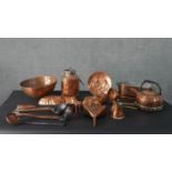 A miscellaneous collection of 19th century and later copperware, to include, moulds, ladles, bowls