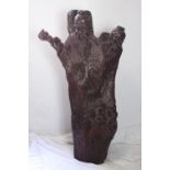 A very large 20th century Chinese root wood carved immortal figure. H.180 W.80 D.45cm.