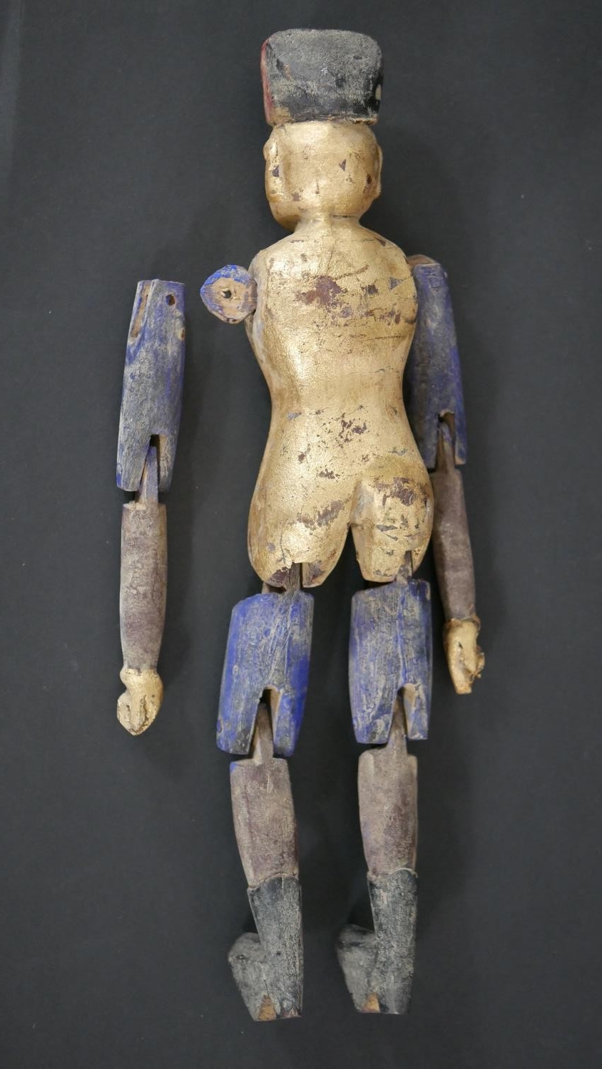 A 19th century Chinese painted and gilded temple fertility doll (arm loose but present) along with a - Image 6 of 12