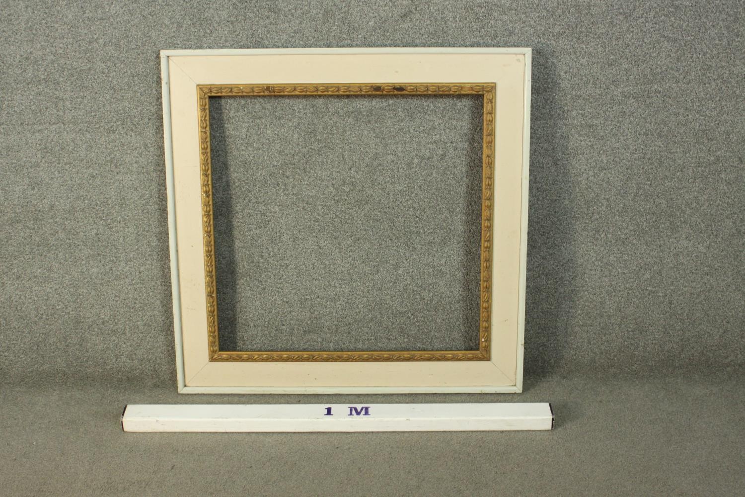 A 19th century white painted and gesso frame. H.83 W.83cm. - Image 2 of 5