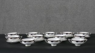 A twelve part tea service, Minton Versailles. (Three saucers missing). H.5 W.15cm