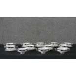 A twelve part tea service, Minton Versailles. (Three saucers missing). H.5 W.15cm