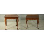 A pair of George III style mahogany occasional tables, of rectangular form, the top with a moulded