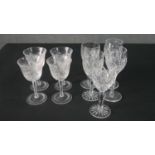 A miscellaneous collection of cut crystal sherry glasses. H.15 Diam.6cm (largest)