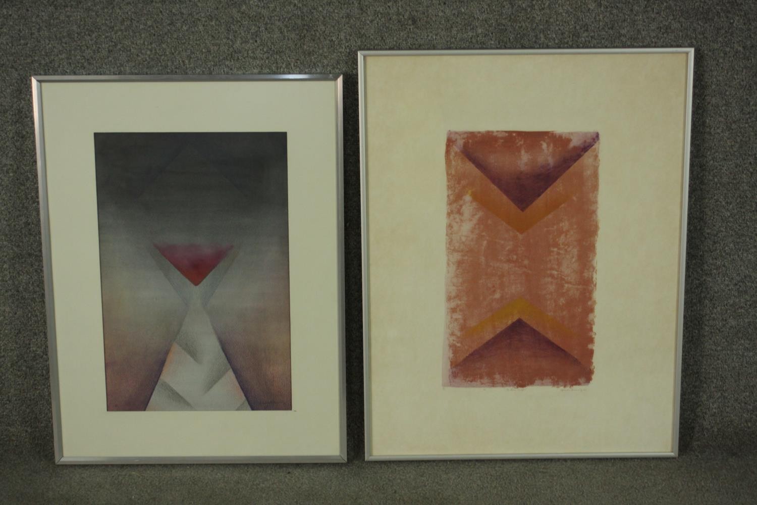 Two limited edition etchings, abstract studies, signed, numbered and dated, Alejandro Herrera. H.