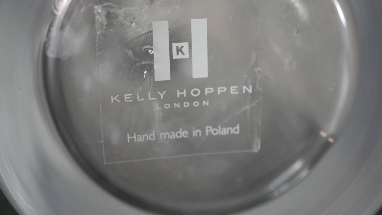 A Kelly Hoppen crystal cylindrical decanter with stopper. Label to base. H.31 Diam.9cm - Image 5 of 5