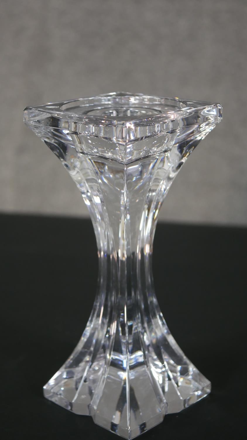 A Mikasa crystal candle holder with floral design. H.20 W.9 D.8cm - Image 2 of 5