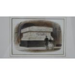 A 19th century watercolour sketch, Queen Victoria and Albert at the tomb of Wellington, signed