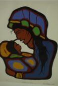 Robert Kakegamic (Canadian b1944), 'Mother and Child', limited edition print, 23/29, signed and