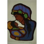 Robert Kakegamic (Canadian b1944), 'Mother and Child', limited edition print, 23/29, signed and