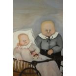 In the style of Fernando Botero, a gilt framed oil on canvas, nanny and child, signed Segerskoy. H.