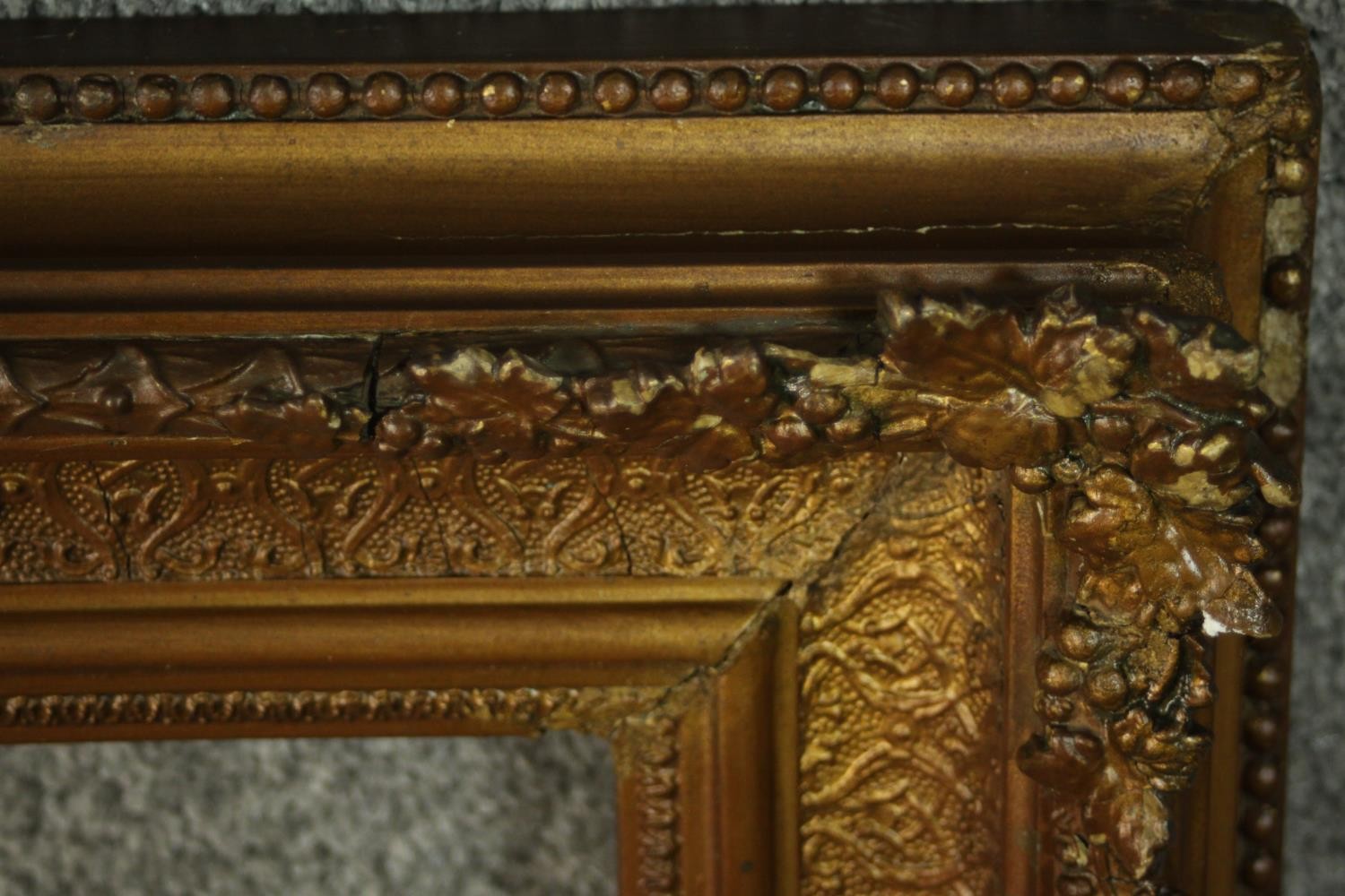 A 19th century gilt wood and gesso frame. H.68 W.80cm. - Image 3 of 6