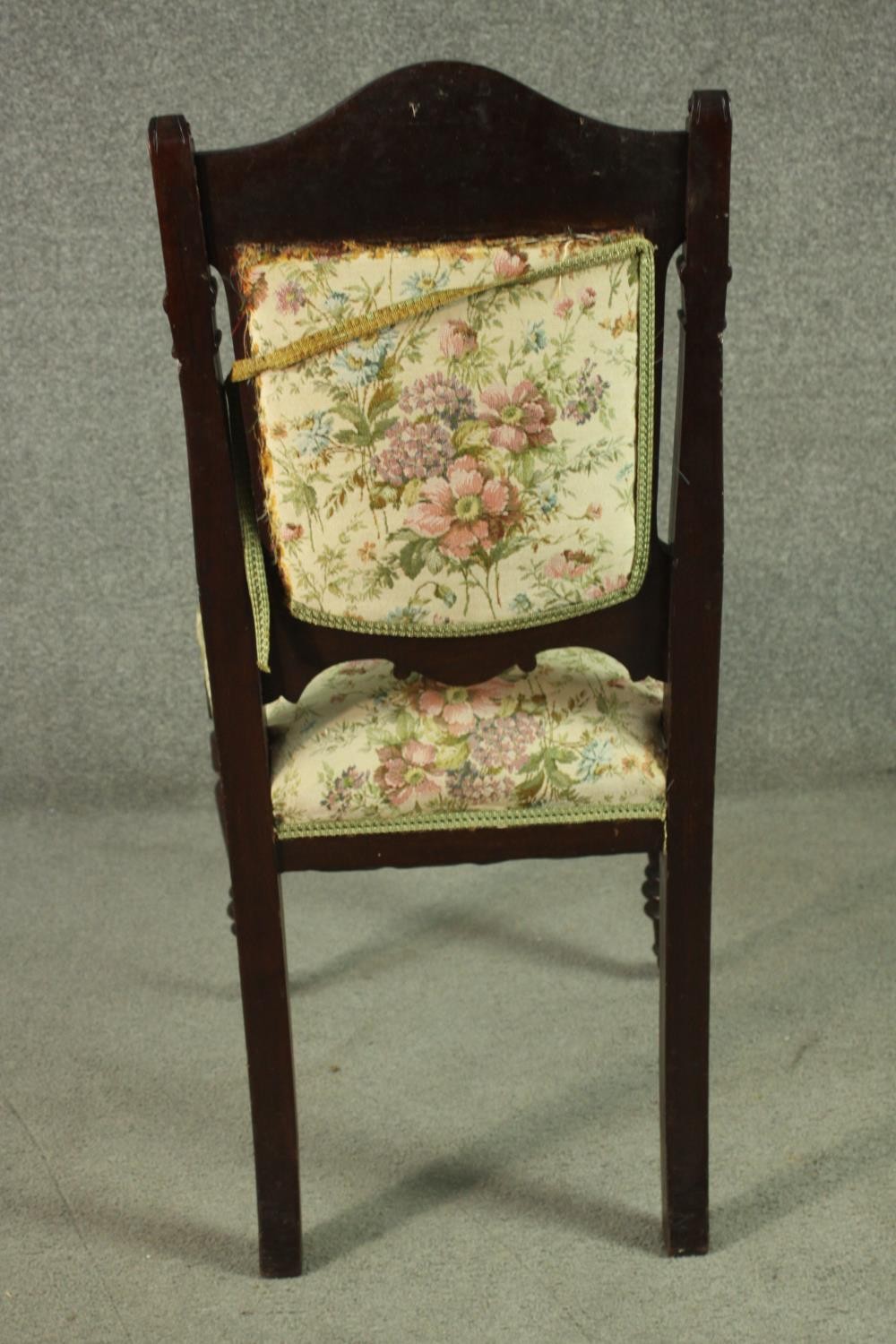 A set of six late 19th century dining chairs including two carvers and four side chairs, with a - Image 5 of 12