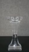 A Mikasa crystal candle holder with floral design. H.20 W.9 D.8cm