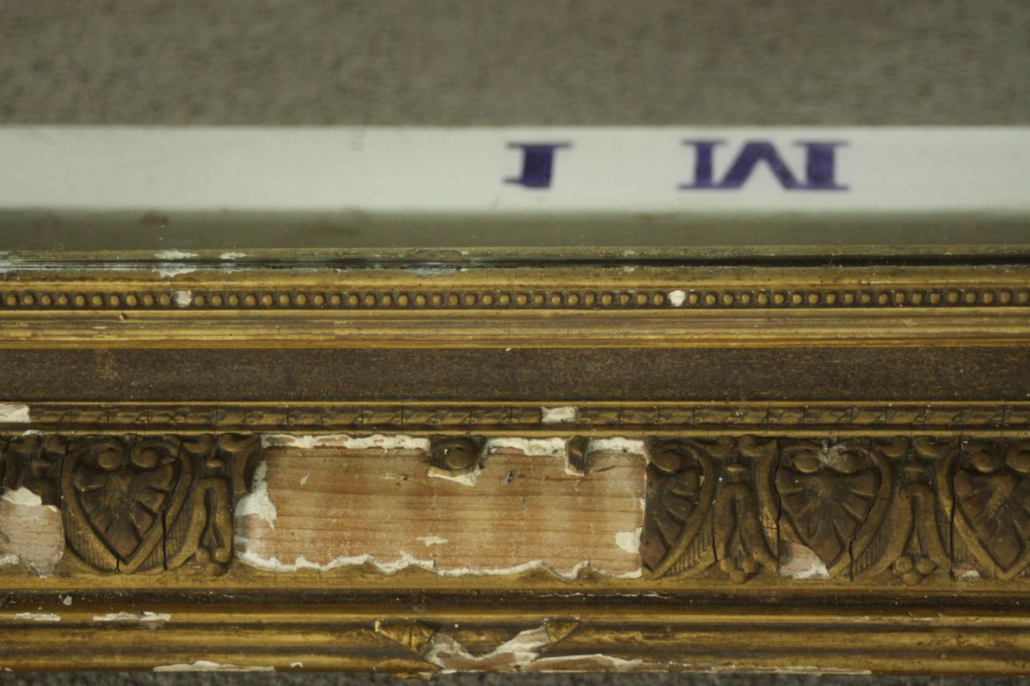 A 19th century gilt wood and gesso frame. H.75 W.65cm. - Image 5 of 6