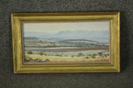 Wim Kosch (South African) South African landscape, oil on board, signed lower right. H.21 W.36cm.
