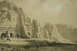 After David Roberts (British 1796-1864), 'Petra, March 8th 1835', lithograph. H.58 W.72cm.