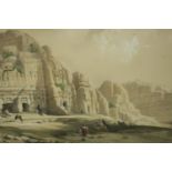 After David Roberts (British 1796-1864), 'Petra, March 8th 1835', lithograph. H.58 W.72cm.