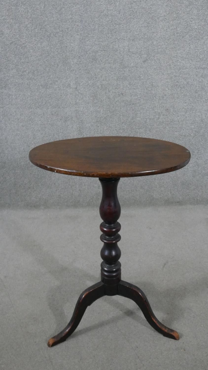 A 19th century mahogany tripod table, with a circular top on a turned stem and tripod supports, - Image 5 of 6