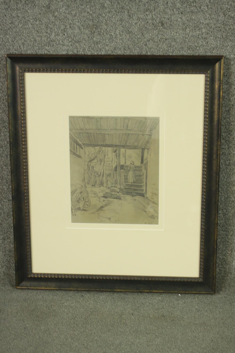 Charles Huot (Canadian 1855-1930) 'The Farmyard', pencil drawing, signed lower right, with Zwicker's - Image 2 of 7